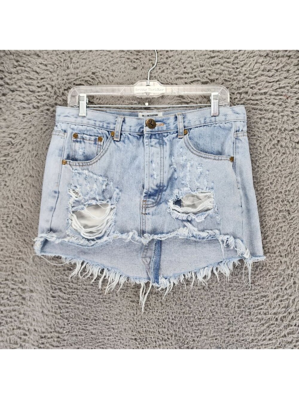 One Teaspoon Shorts Womens 28 Blue Cotton Button Fly Denim Jean Jorts *Read*